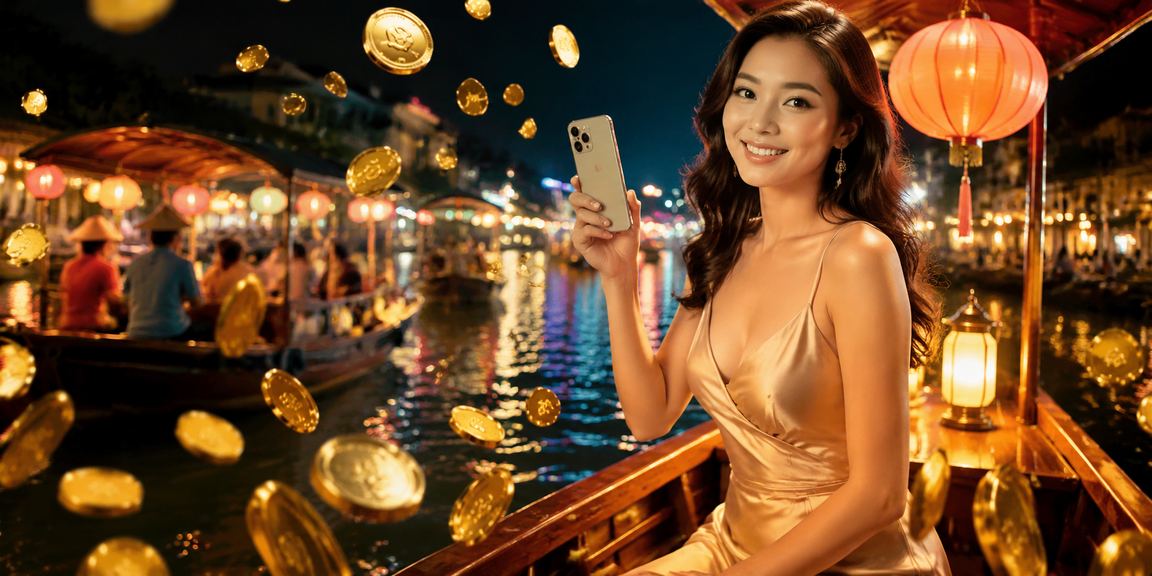 Người dùng Huế truy cập ae8888 trên điện thoại tại chợ đêm